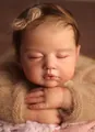 19-inch sleeping reborn baby doll in brown knitted sweater and matching bow headband - Cloth Body Style