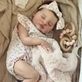 Reborn baby doll 19 inch sleeping in floral romper with plush security blanket - Light Pink Floral Style With Headband And Comfort Towel / 48cm