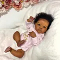Realistic 18-inch reborn baby doll with curly hair in a pink princess onesie - Cloth Body Style / 18 Inch (48cm)