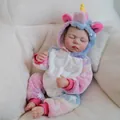 Realistic sleeping reborn doll Charlotte in colorful plush unicorn romper with stars - Unicorn Onesie Style (H-103) / 48cm