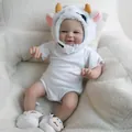 Lifelike 19-inch reborn baby doll in cow-themed plush outfit with realistic skin details - Cow Outfit Simulation Doll (H-1033) / As Shown / 48cm Cloth Body