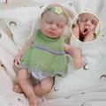 12-inch realistic soft silicone baby doll in green knitted dress with headband - As Shown / 30 cm