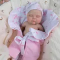 Poupée Reborn réaliste de 12 pouces en silicone avec gigoteuse rose et bonnet assorti - 30 cm / Floral Rose et Blanc