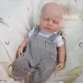 12-inch realistic soft silicone newborn baby doll in striped overalls on a moon background - 30 cm / Striped Overalls Style