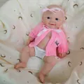 Bambola realistica in silicone morbido da 12 pollici con cardigan in maglia rosa e fiocco - 30 cm / Rosa