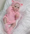 18-inch realistic reborn baby doll in pink knit sweater with 3D skin and visible veins - Full Silicone Realistic Doll / Pink