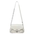 Chic sac sous le bras blanc cassé avec boucle fer à cheval argentée et bandoulière chaîne - Blanc