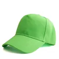 Detail view of reinforced stitching on the brim of a bright green cotton baseball cap - Adjustable / Fluorescent Green