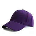 Close-up of the purple cotton twill baseball cap showing six-panel stitching and curved brim - Adjustable / Dark Purple
