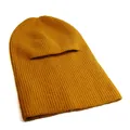 Gele gebreide bivakmuts voor heren, geribbelde thermische masker voor de winter - Gembergeel