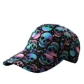 Casquette de baseball Halloween noire avec motif tête de mort dégradé coloré - Réglable / Motif Crâne d'Halloween
