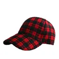 Plaid baseball cap in red and black tweed fabric with a classic curved brim design - Adjustable / Red