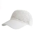 White crochet lace baseball cap with mesh pattern and curved brim for summer sun protection - Adjustable / White