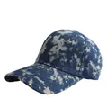 Washed denim baseball cap with gold star and moon embroidery in a vintage navy blue style - One Size / Light Blue