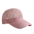 Pink knit baseball cap featuring breathable crochet hollow patterns for summer - Adjustable / Pink