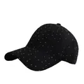 Sparkly black baseball cap with rhinestone starry pattern for outdoor sun protection - Adjustable / Black
