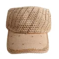 Women's apricot top open sun hat with sparkling golden rhinestones for summer - Khaki