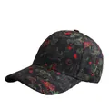 Gorra de béisbol negra con estampado floral vintage y Torre Eiffel sobre un fondo blanco - Ajustable / Negro