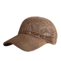 Berretto da baseball all'uncinetto marrone con maglia traspirante a rombi da donna - Regolabile / Caffè Scuro