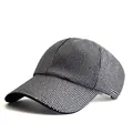 Close-up of black baseball cap with sparkling silver rhinestones and curved brim - Adjustable / Black with Silver Rhinestones