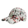 Gorra de béisbol blanca con estampado de la Torre Eiffel y rosas para mujer a la moda - Ajustable / Blanco