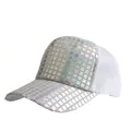 Laser reflecterende zilveren pailletten baseballpet met witte mesh voor zonbescherming - Verstelbaar / Wit