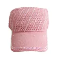 Pink knit visor hat for women with sparkling rhinestone embellishments for sun protection - Pink