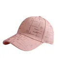Women's pink hard top baseball cap featuring full pink rhinestones in geometric patterns - Pink