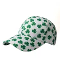 Cappellino da baseball bianco con stampa a trifoglio verde da donna, cappello da sole - Regolabile / Bianco