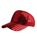 Rode reflecterende pailletten honkbalpet met ademende mesh achterkant en sluiting - Verstelbaar / Rood