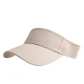 Visière de soleil classique en coton beige avec bord large et coutures multiples - Réglable / Poche zippée