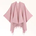 Detail of pink plaid cashmere-feel shawl with soft fringe trim and classic check pattern - 130*150cm / Pink Plaid With Tassels