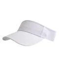 Visière de soleil blanche en coton à toit ouvert avec bord surpiqué pour femmes - Réglable / Blanc