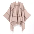 Classic British checkered cashmere-feel shawl with elegant tassels for autumn and winter - 130*150cm / Khaki Plaid With Tassels