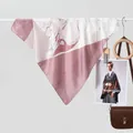 Classic striped silk-feel neck scarf with pink and white floral geometric pattern - Bandana / Striped Checker Pink