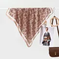 Foulard en soie classique à motif cachemire tons marrons chauds accessoire pour femmes - Grand / Kaki