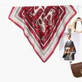 Elegant vintage geometric paisley print square silk scarf with red and white border - Chain Scroll Pattern Red