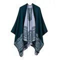 Classic green women's shawl cape with intricate mandala pattern and grey inner lining - 135*155CM / Green Lace Pattern
