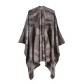 Detailed view of camouflage knit poncho showing thick grey and green fabric texture - Military Camo Light Purple