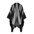 Women's faux cashmere star shawl in black and grey geometric pattern with thick knit texture - Colorful Stripes Black