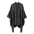 Châle cape en maille épaisse pour femme avec motif léopard jacquard gris foncé - Kaki Peau de Serpent (4140455985401)