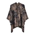 Dicker Schal im Vintage-Blumendesign aus Jacquard in Braun und Schwarz für Winter - Schwarz Kaffee Blumig