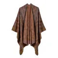 Châle pashmina pour femme en marron et rouille avec motifs géométriques bleus - Jaune Peau de Serpent (4140455985402)