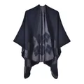 Damen Cape-Poncho in Dunkelblau mit klassischem grauem Argyle-Muster aus Kaschmir-Imitat - Schwarzes Argyle-Muster