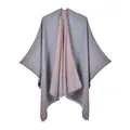 Close-up of split shawl featuring double-sided floral pattern and delicate tassel edge - 130x150cm / Dusty Pink