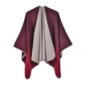Close-up of red gradient knit shawl showing fine edge stitching and soft wool texture - Wine Red Gradient