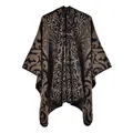 Detail of vintage baroque pattern on knitted women's shawl with elegant scrollwork - Flame Auspicious Cloud Black Coffee