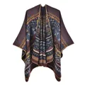 Bohemian knit shawl wrap with burgundy and navy geometric tribal pattern design - Bohemian Triangle Diamond / 130x150cm / Navy Blue