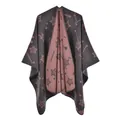 Knitted star pattern reversible shawl in charcoal grey and dusty rose pink finish - Pink Star