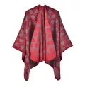 Scialle vintage in maglia rossa e nera in finto cashmere spesso e morbido - 130x150cm / Magnolia Rosso